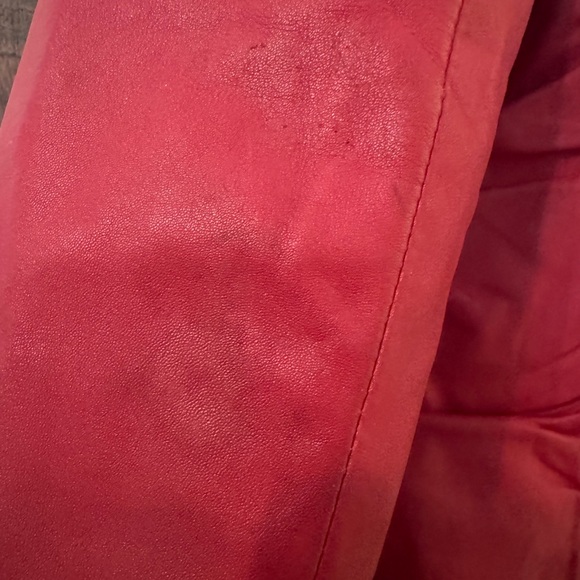 Hudson Leather vintage red ruched motorcycle jacket Size Large - Picture 7 of 10